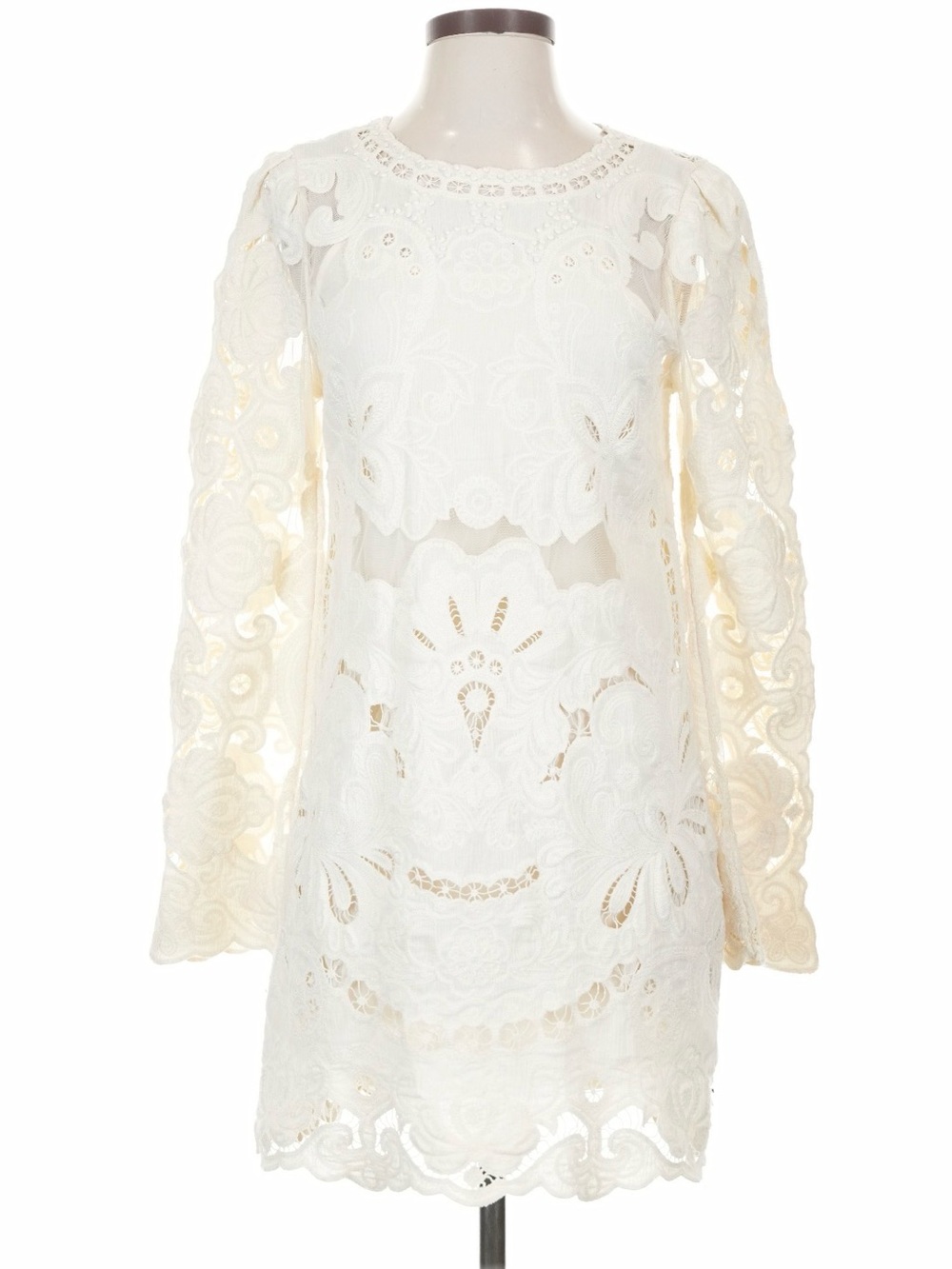 Sea New York White Cream Lace Long-Sleeve Lysa Embroidered Mini Dress - Picture 8 of 16